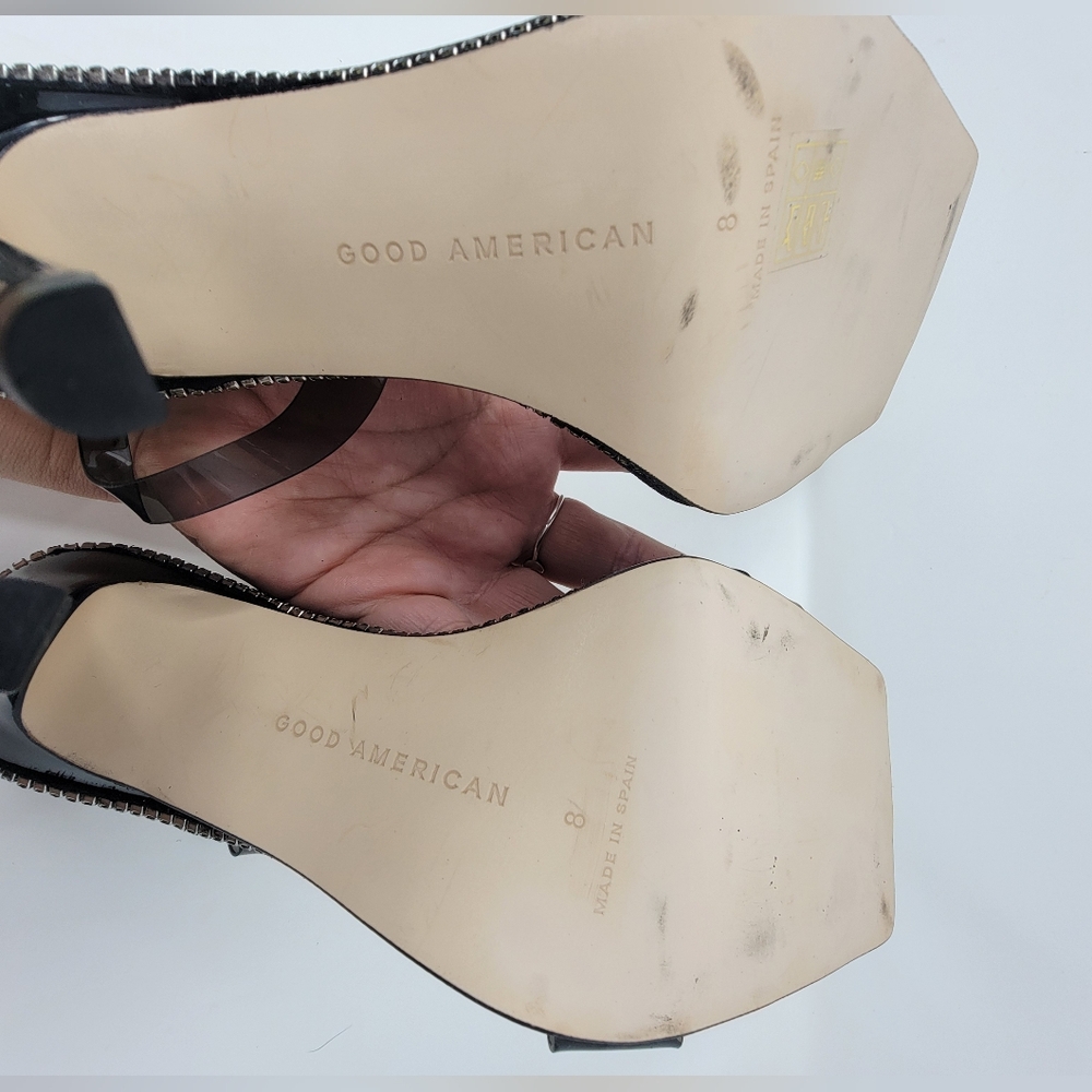 Good American Black Clear PVC Slingback Stiletto Sandals - Picture 11 of 11